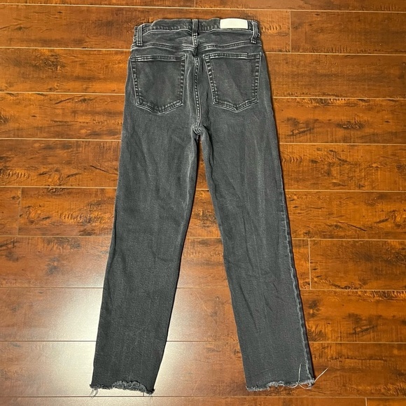 RE/DONE Revolve Denim High Rise Stove Pipe Faded Black Raw Hem Size 28 Redone - Picture 7 of 14